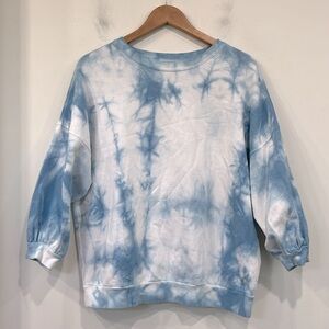 All Saints Tie Dye Blue White Crew Sweatshirt Cotton S